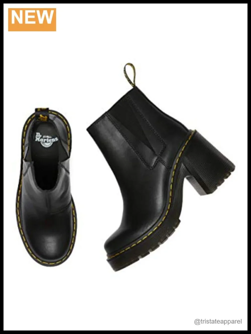 Dr. Martens Spence Chelsea Boots Ankle Bootie Pull-On Flared Heel